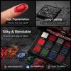 15 Barev Gotická Matná Třpytivá Paletka Stínů na Oči Tmavá Punk Halloween Červená Černá Oční Make-up