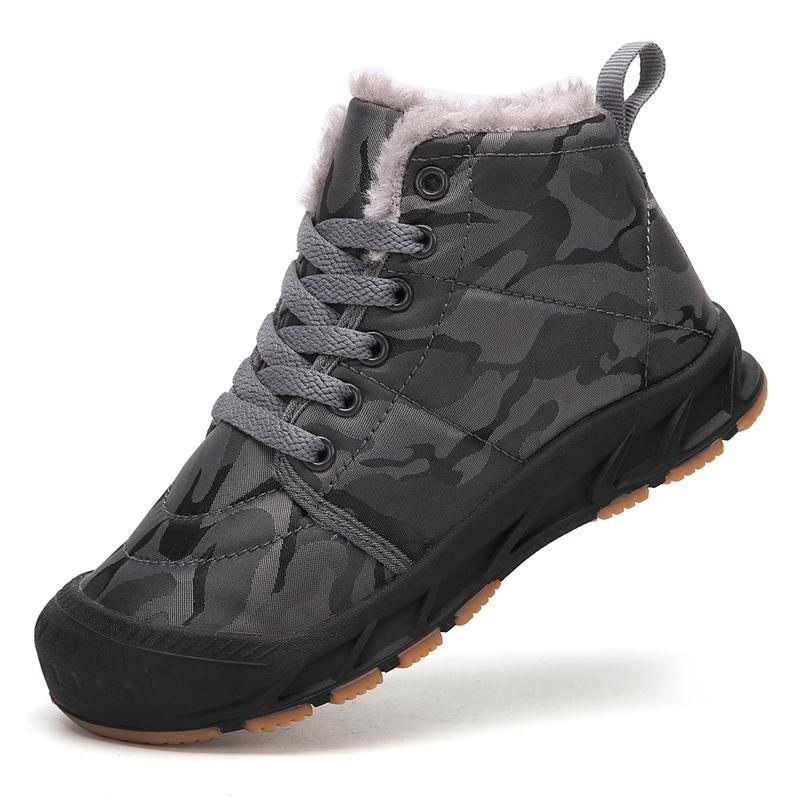 Kids High-top Cotton Shoes Plush Warm Snow Boots Boys Girls Non-slip Winter Outdoor Sneakers Wear-resistant Casual Walking Shoes