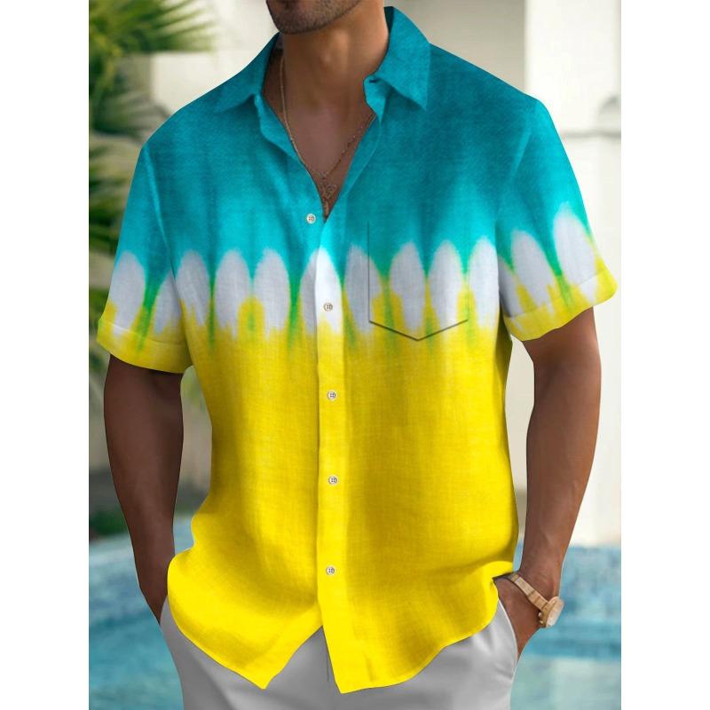 Ny Hawaii Vår/Sommar Mode Fritid Gatumode Turist Strand Tryckt Helt Öppen Kortärmad Knäppskjorta, Snabb Leverans