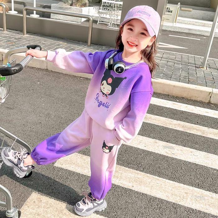 Girls Spring Autumn Casual Loose Hoodie Two Piece Set Baby Fashionable Sporty Outfit 90