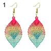 Ethnic Hollow Colorful Leaf Pendant Drop Women Statement Hook Earrings Jewelry