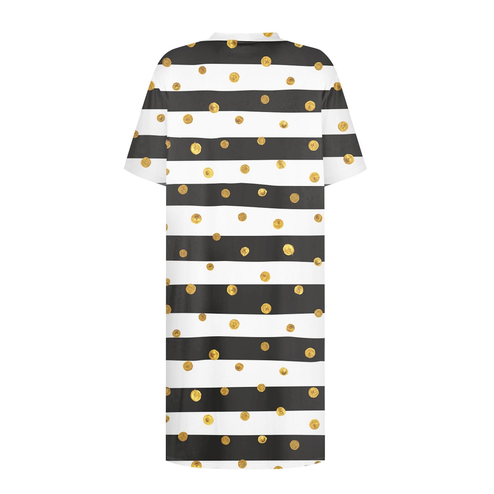 Женское модное летнее свободное платье-футболка средней длины с принтом и короткими — фото 5