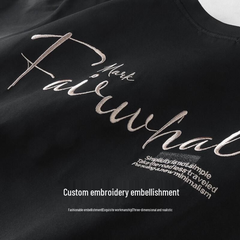 Mark Fairwhale Men's Back Embroidered Round Neck Short Sleeve T-shirt