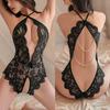 Erotic Sexy Lingerie Backless Beading Costume Erotic Underwear Open Crotch Bra Lace Women Babydoll Dress Women Sex Clothes