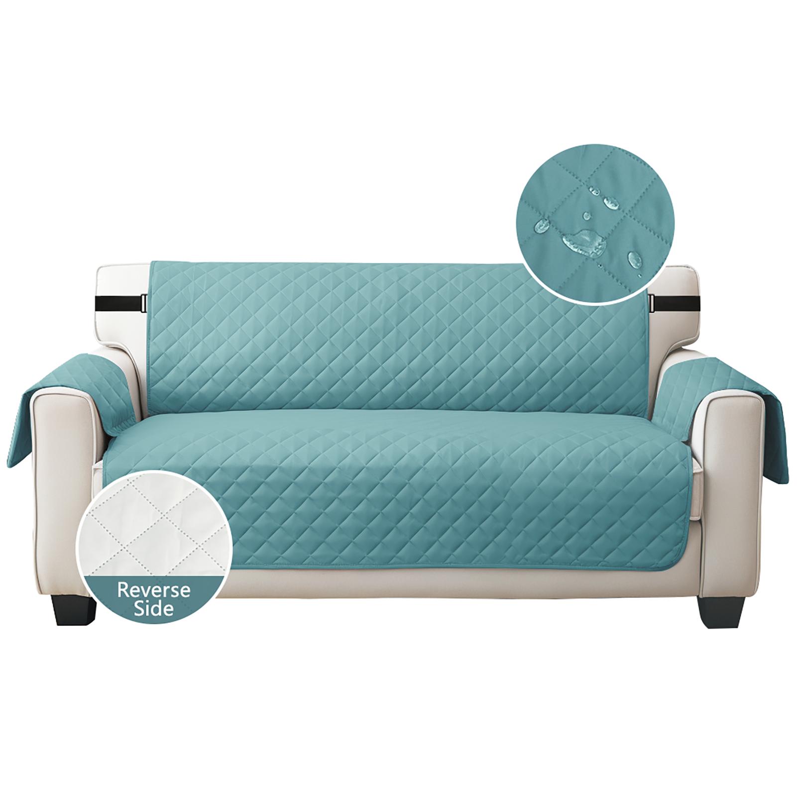 1pc Waterproof Recliner Sofa Chair Cover for Pets Kids Quilted Anti-wear with Elastic Strap Furniture Slipcovers 1/2/3/4 Seater 1 seater синий