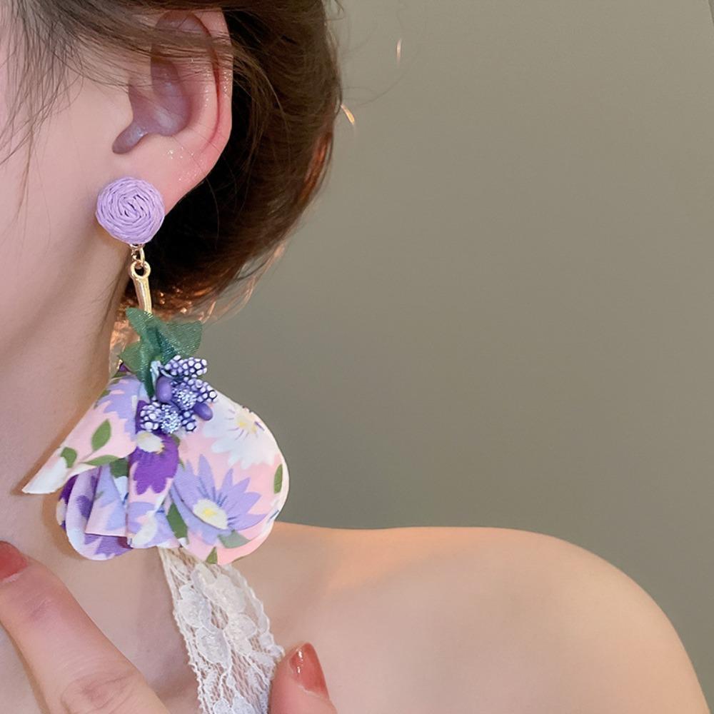 Sweet Flower Dangle Earrings Exaggerated Petals Stud Earrings Romantic Beach Earrings  Vacation