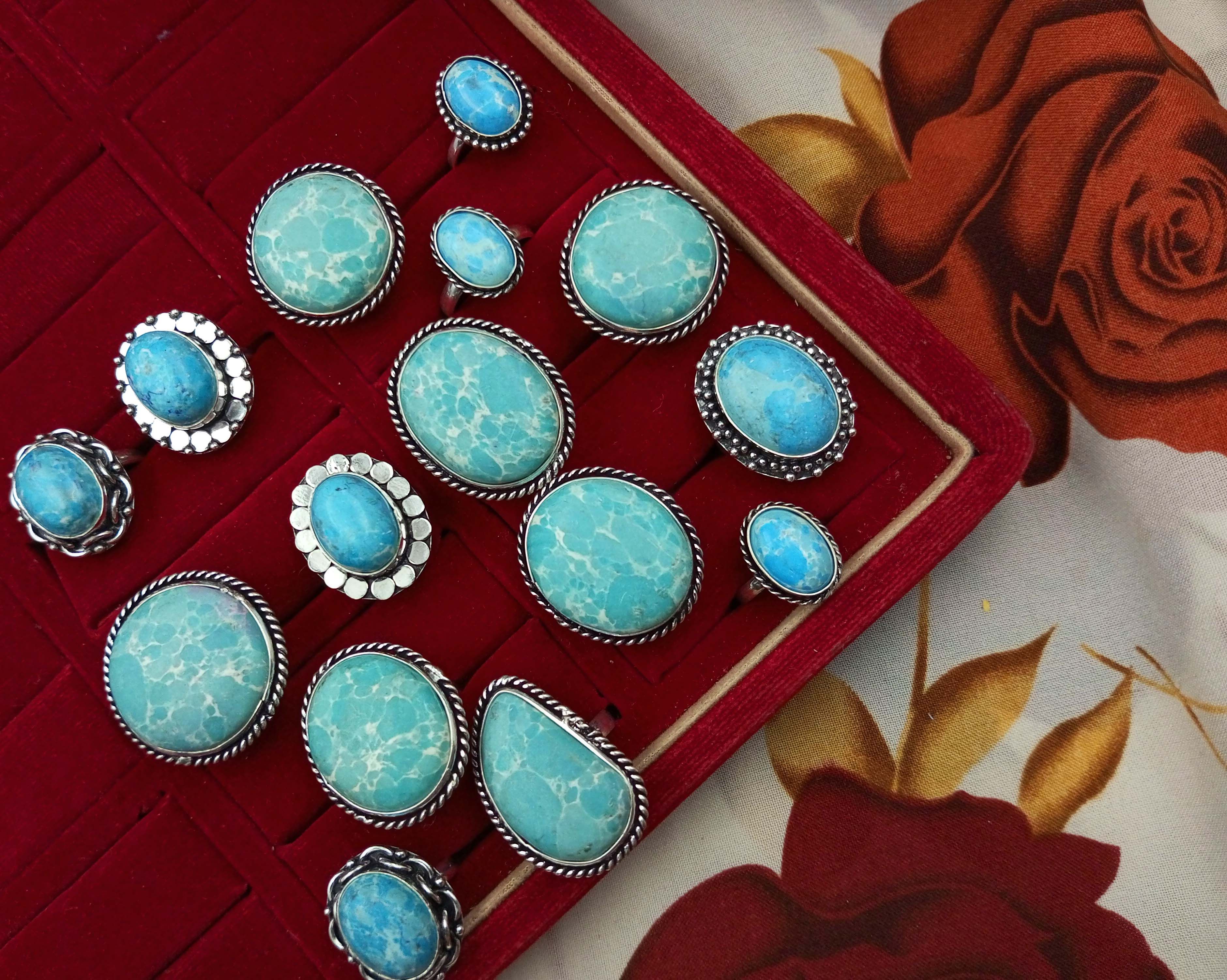 

10шт ларимар драгоценный камень 925 пробы посеребренный оптовый лот кольца JOR-R10