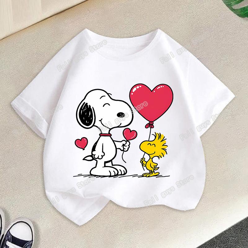 Snoopys Kids TShirt Anime Boys Girls Short Sleeve Tops Summer Breathable Baby Cartoon Tees Cute Dog Print Clothes Birthday Gifts