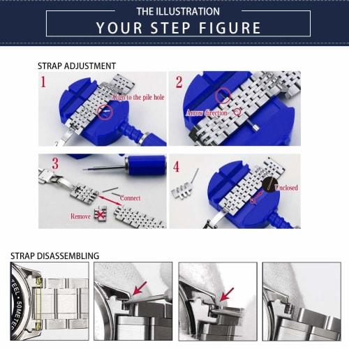 BINLUN Stainless Steel Watch Band, Premium Replacement Strap for Men and Women, 6 Colors (Gold, Silver, Black, Rose Gold, Silver Gold, Rose Silver), 1