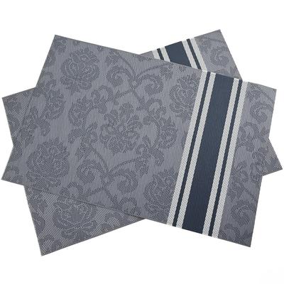Waschbare PVC-Tischsets für den Esstisch, gewebt, Blumenstreifen, Weinbecher-Unterlage, rutschfestes Tischset-Set in Party-Küchenzubehör