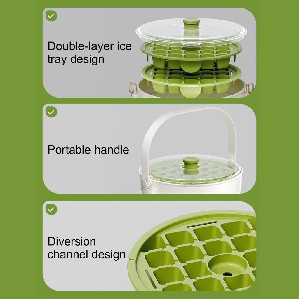 Ice Freezer Tray Double-Layer Chilling Cube Making Mold Press-Type Design Ice Making Tool For Kitchen Camping Picnic Gathering