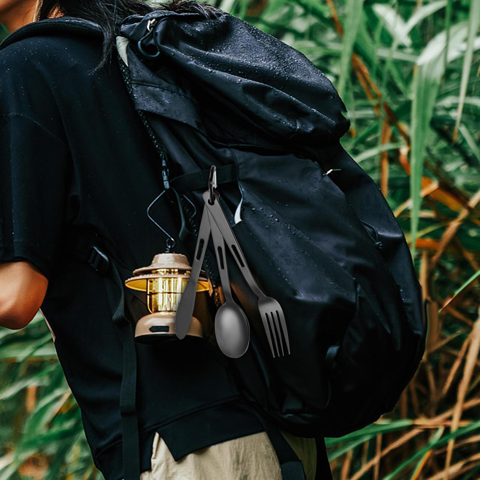 

Набор столовых приборов для кемпинга, уличная посуда, портативная ложка, вилка из нержавеющей стали, многоразовая посуда