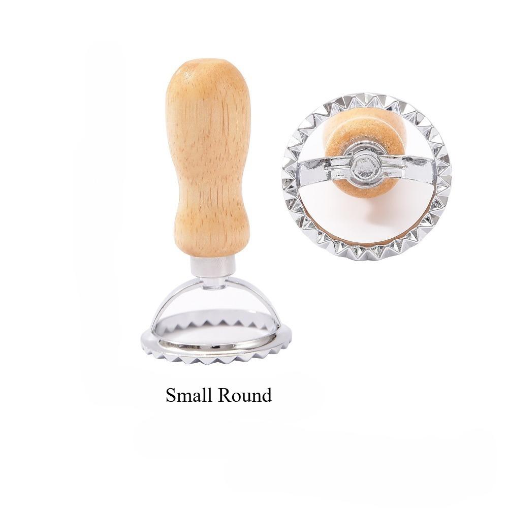 Ravioli Stempel Set, Ausstechformen mit Holzgriffen und geriffelten Kanten, geeignet für Ravioli, Pasta, Tortellini, Lasagne, Piroggen