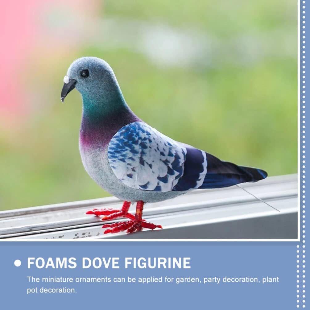 Fake Bird Statue 2Pcs Artificial Pigeon Fake Foam Birds Figurine Realistic Dove Birds Statue Garden Landscape Lawn Backyard Decoration (Grey)