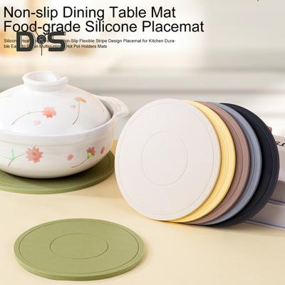 Silicone Trivets for Hot Dishes Thickened Pot Holders Flexible Stripe Placemat Non-Slip Heat Resistant Trivets for Hot Pots Pans Versatile Hot Pads