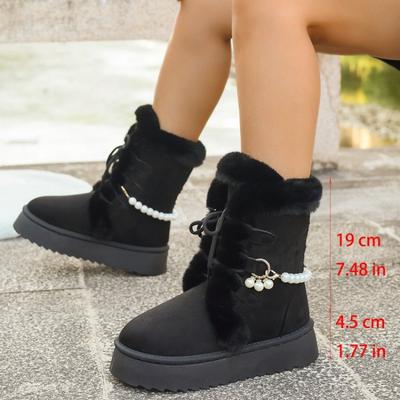 Winter neue Qiyan Retro Pelz integrierte warme Schneestiefel Damen dicksohlige Samt verdickte rutschfeste Baumwollschuhe