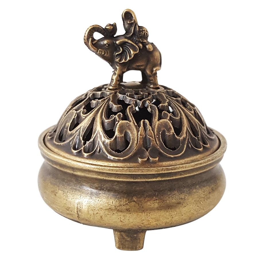 1pc Portable Alloy Elephant Tripod Feng Shui Incense Disc Burner, Incense Chip Burner Mini Antique Home Decor (Without Incense)