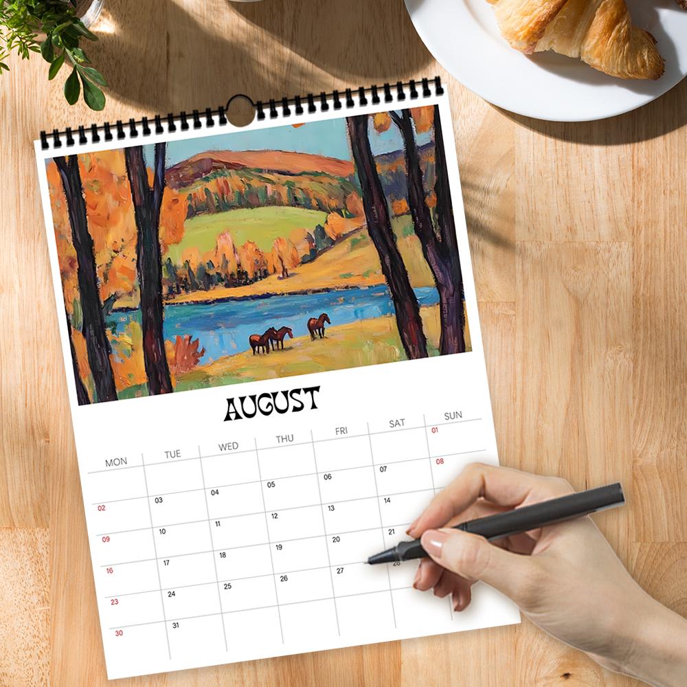 1 st 2026 Väggkalender Oljemålning Landskapsserie, 12 Vackra Designer, Perfekt Gåva för Födelsedagar Jul Nyår