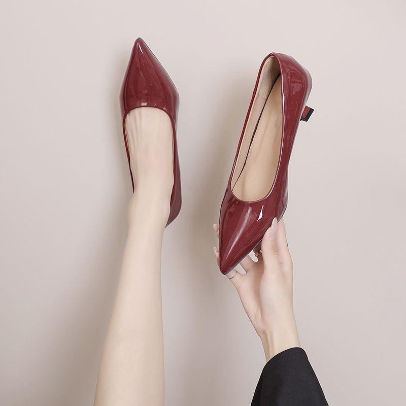 Sub-pointed Korean version shallow mouth versatile simple women's shoes thin heel single shoes women's college style