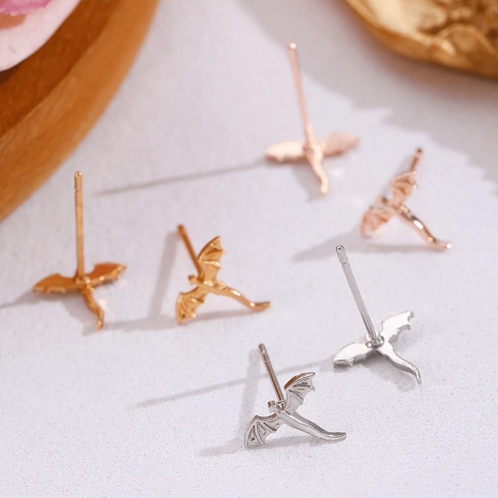 Personality Metal Stud Earrings Small Flying Dragon Stud Earrings Vintage Dragon Earrings  Daily