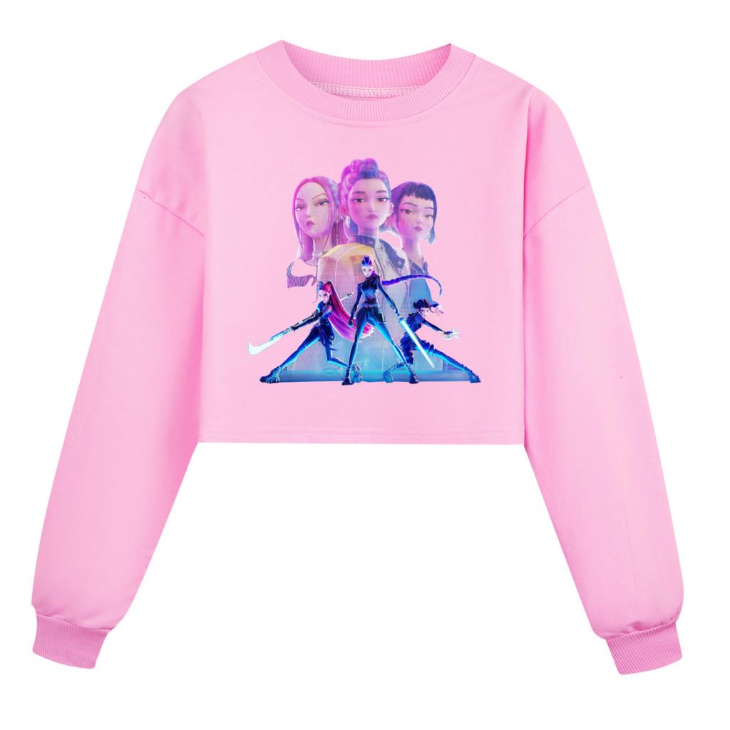 

Детская толстовка для девочек с принтом аниме, мультяшного POP-певца, суперзвезды Миры Руми Зои, повседневная, с длинными рукавами и круглым вырезом 150Cm