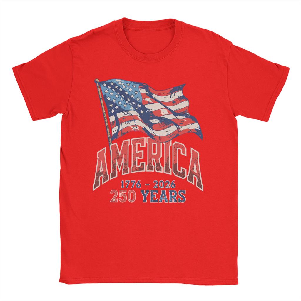 Anniversary USA Cotton TShirt For Unisexs Summer Streetwear T Shirts Crewneck Novelty Tee Shirt Oversized Design Tops