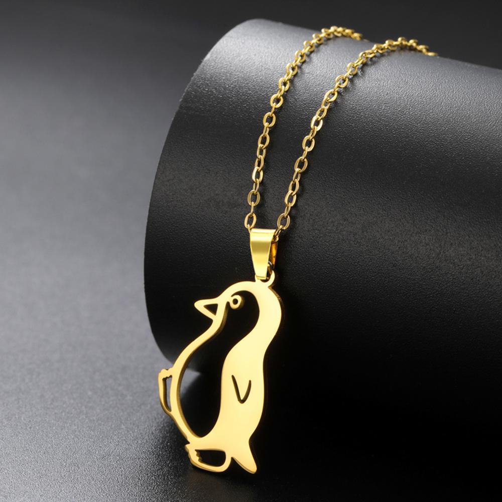 My Shape Cute Penguins Necklaces Stainless Steel Animal Pendant Chain Lovely Penguin Turtle Jewelry Women Girls Valentine's Day