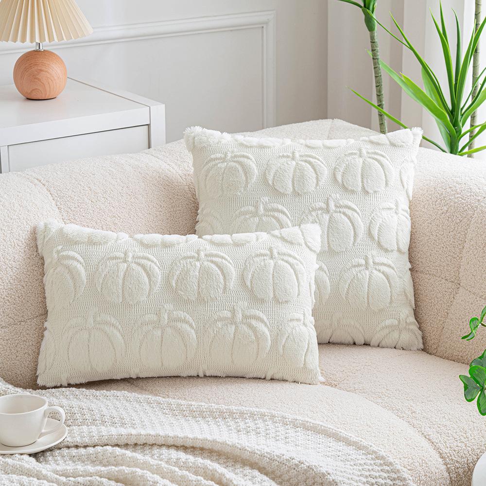 

Однотонная простая вышитая подушка для волос для дома, подушка для офиса, поясничная подушка, наволочка, подушка для локтя в стиле Инс, тыква 30 * 50Cm without core