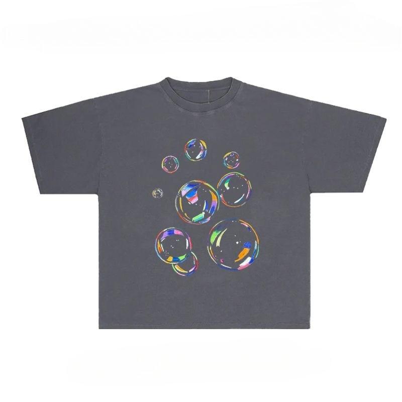 

Creative Bubble Autumn Pure Cotton Men s and Women s T-shirt Short Sleeve Street Fashion Trend Clothing Winter Innerwear S