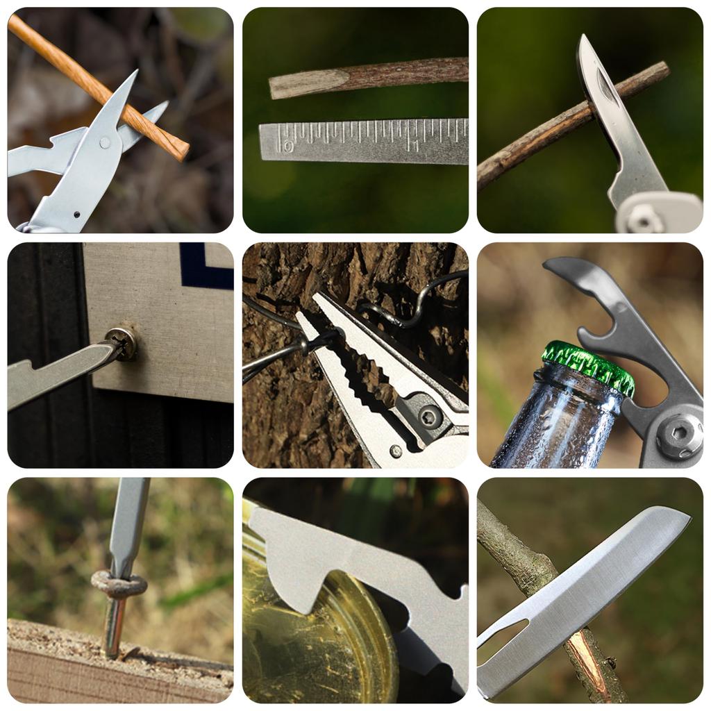Pliers Knife Can Opener Household Folding Pliers Screwdriver 11 in 1 with 10 Bits for Emergency HFS(R) Multi-function Multi-tool