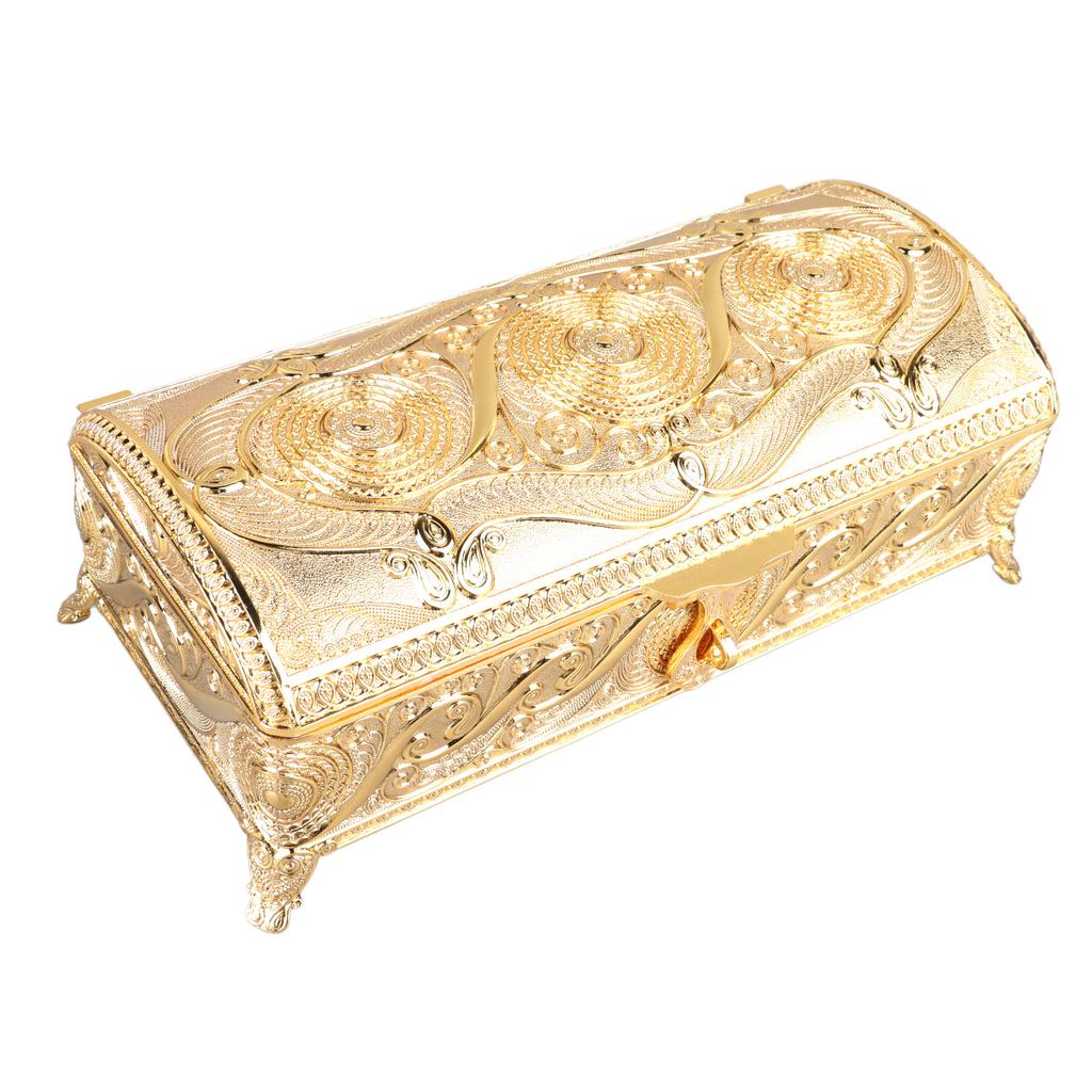 Vintage Jewelry Box Elegant Colorfast Alloy Rustproof Soft Lining Trinket Storage Box for Family Decor