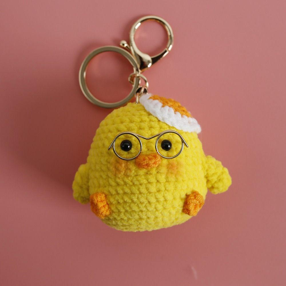 Funny Goose Duck Doll Pendant Cute Cartoon Knitting Keyring Fashion Crochet Keychains  Car Key Ring