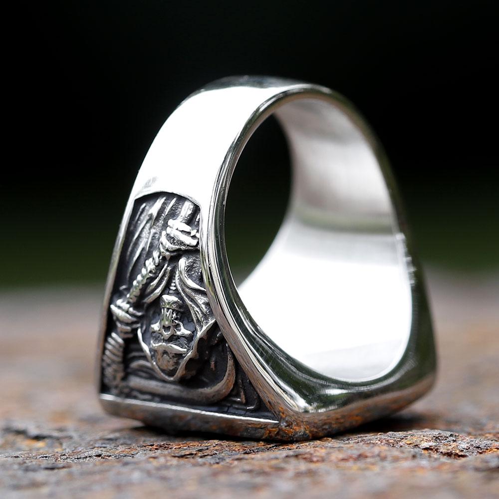 Vintage Herren 316L Edelstahlringe für Männer Tod Sense Herrschender Totenkopfring Herren Hip-Hop Punk Party Schmuck Geschenk