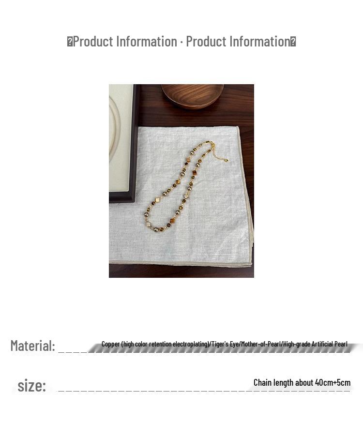 Elegant Tiger's Eye Beaded Necklace for Autumn and Winter