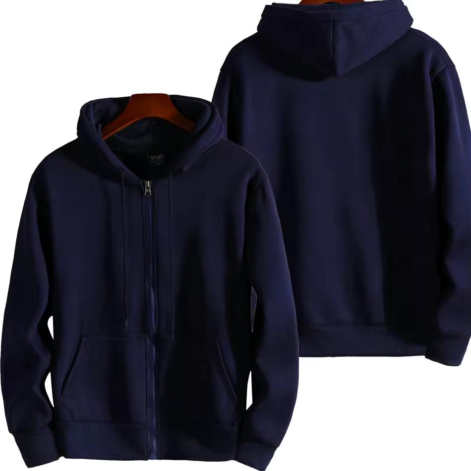 Męska Casualowa Kurtka z Kapturem Luźna Oversize Bluza Rozpinana Bluzy Jednolity Płaszcz Męski Odzież Wierzchnia Chic