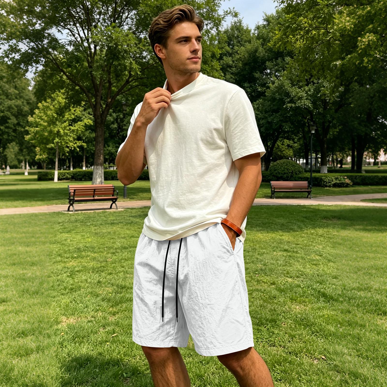 

Men s Quick Dry Beach Shorts Three Quarter Length Lightweight Breathable Swim Trunks with Adjustable Drawstring and Pockets XXL белый