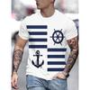 Simple Fashion Anchor Striped T Shirts For Men Summer Trendy Streetwear 3D Printed T-shirts Cool Streetwear Hip Hop Tees Tops