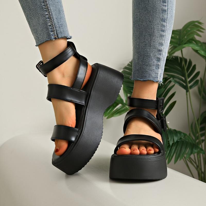 Fashion 2025 Summer Open Toe Women's Sandals Fashion Buckle Strap New Plus Size Casual Comfortable Best Seller Platform Sandals Zapatos