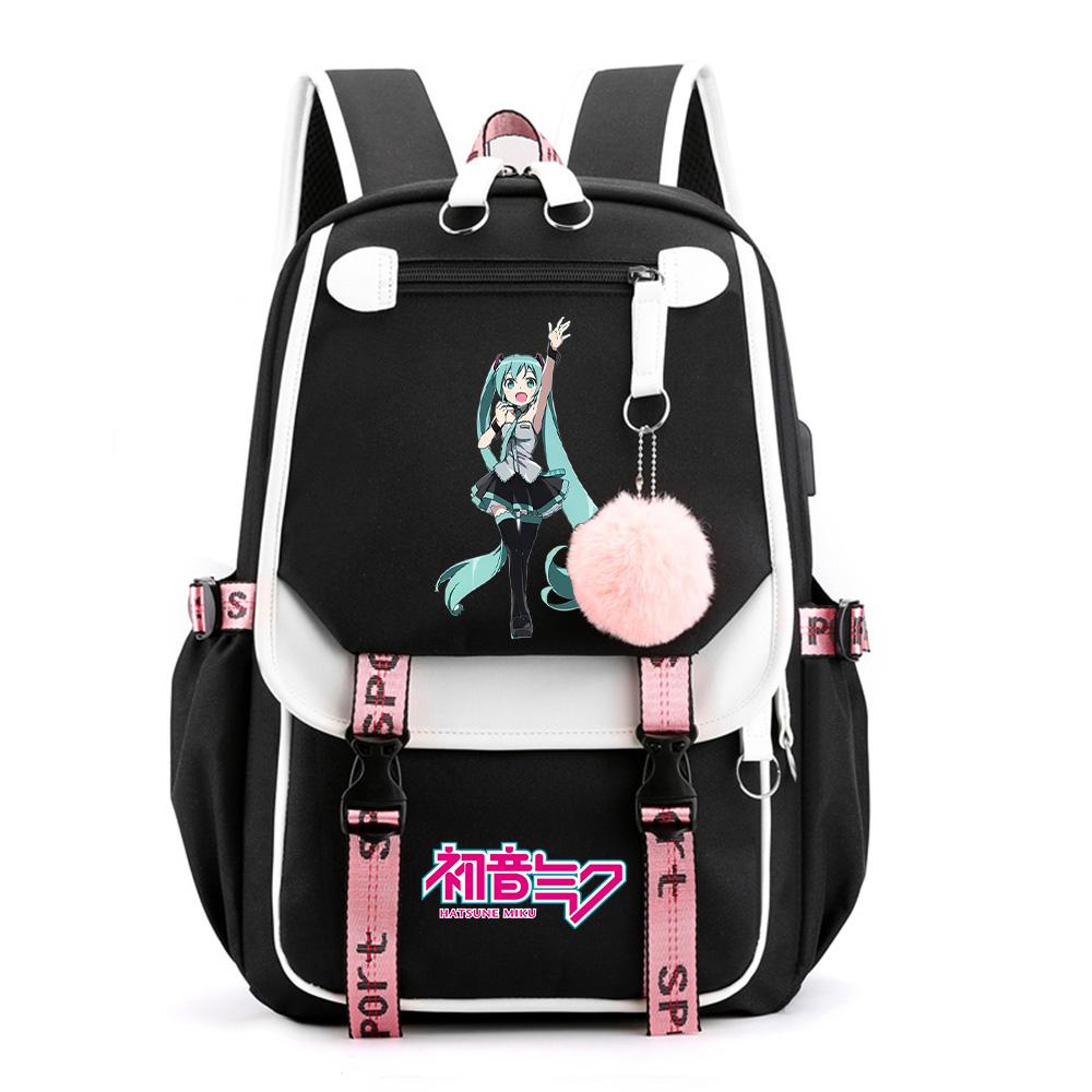 Anime Hatsune Miku Potisk Batoh Školní taška pro Teenagera Studenta Dívku Chlapce Taška na knihy Velká kapacita vodotěsný Cestovní taška Dárek Ruksak