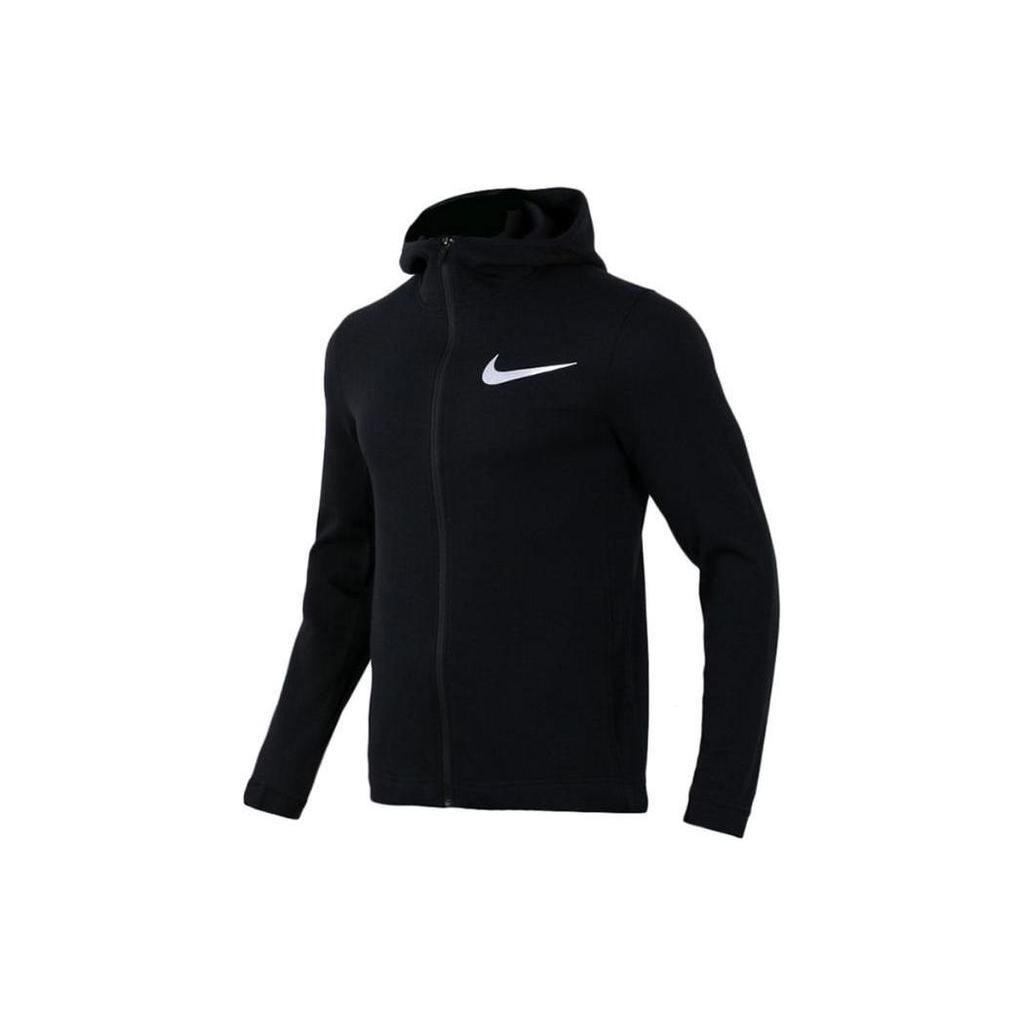 Nike Solid Color Logo Print Zip-Up Hooded Jacket Men Outerwear Black 925613-010