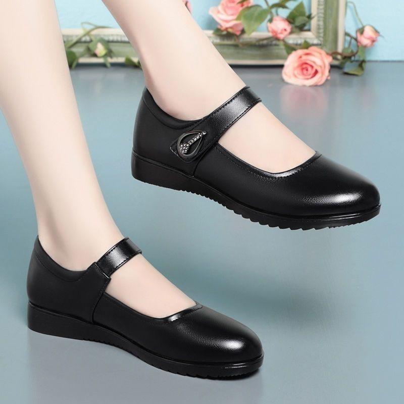Cresfimix kadın moda yuvarlak burun siyah rugan tokalı kayış kaymaz topuk öğrenci okul seksi ayakkabılar ba394
