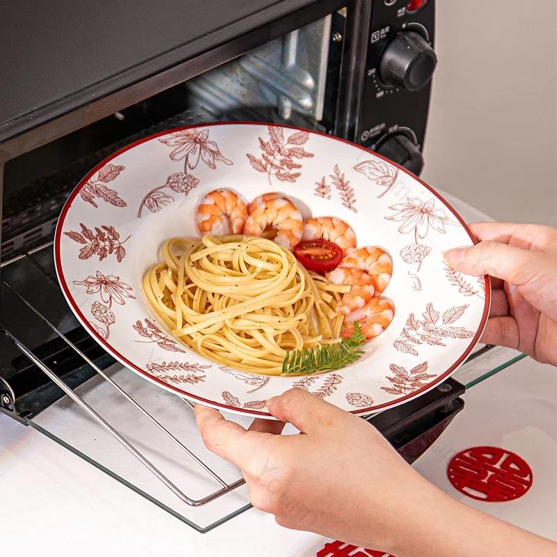 Chinese Style Creative Ceramic Plates High End Restaurant Circular Pasta Plate Delicious Fruits Salad Plate Wedding Tableware
