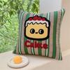 INS Style Green Stripe Pillow Cover Cute Cartoon Apple Dog Embroidery Soft Flock Cushion Cover For Living Room Home Decoration