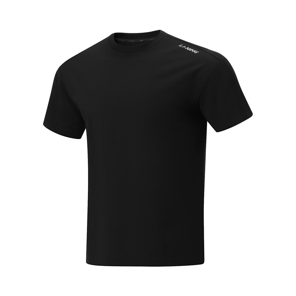 Li Ning Cooling Tea T Ice Silk Quick Dry Comfortable Solid Color Round Neck Casual Sports Short Sleeve T-Shirt Men Tops Black ATSU731-8