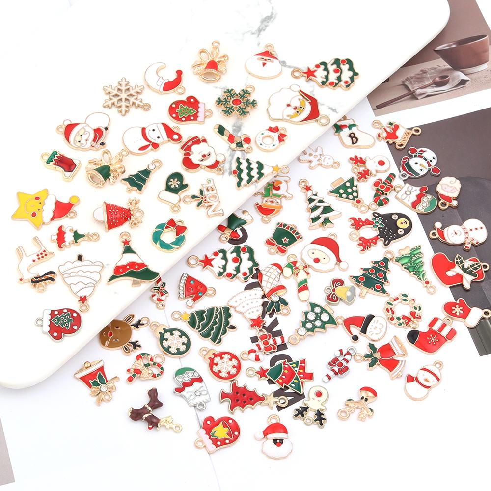 Alloy Christmas Pendant Mixcolor Dripping Oil Charm Pendants For DIY Jewelry Making Christmas Series Accessories