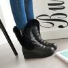 Women's snow boots winter new flat-bottomed slope heel rabbit fur short boots large size warm plush short boots