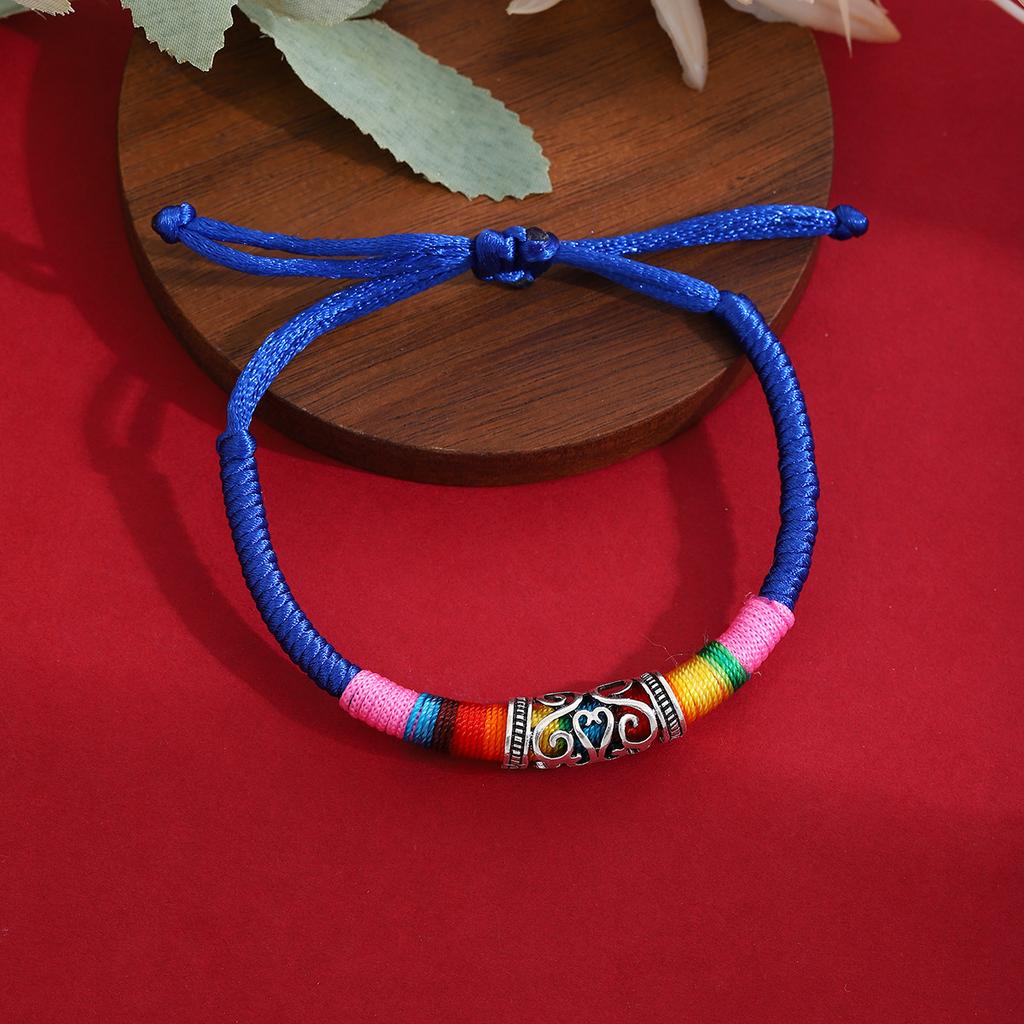 Ethnischer Stil Tibetische Passepartout-Textur Gewebtes Mehrfarbiges Seil, Retro Imitation Miao Silber Leichter Luxus Einziehbar Mode Handseil