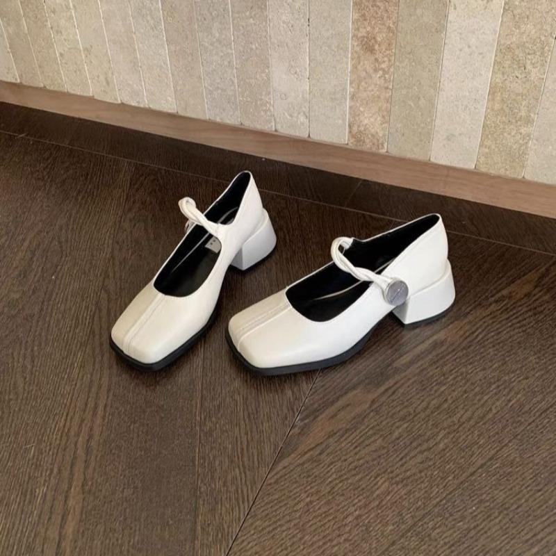 2026 Women Mary Jane Shoes Autumn Soft Leather Eelgant Dress Shoes New Ladies Casual Retro Square Toe Fashion Women's Shoes