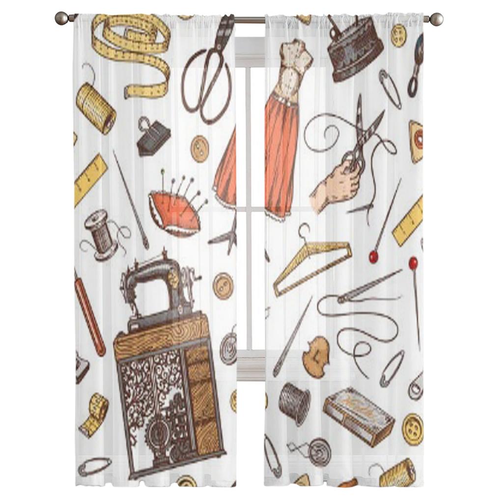 Tools And Elements Materials Luxurious Chiffon Sheer Curtains for Living Room Bedroom Decoration Window Voiles Tulle Curtain