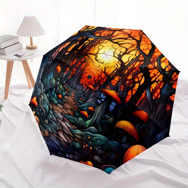 Enchanted Forest Pathway DecorUmbrella, Portable 3-Fold Compact Umbrella,Christmas Gift ES466